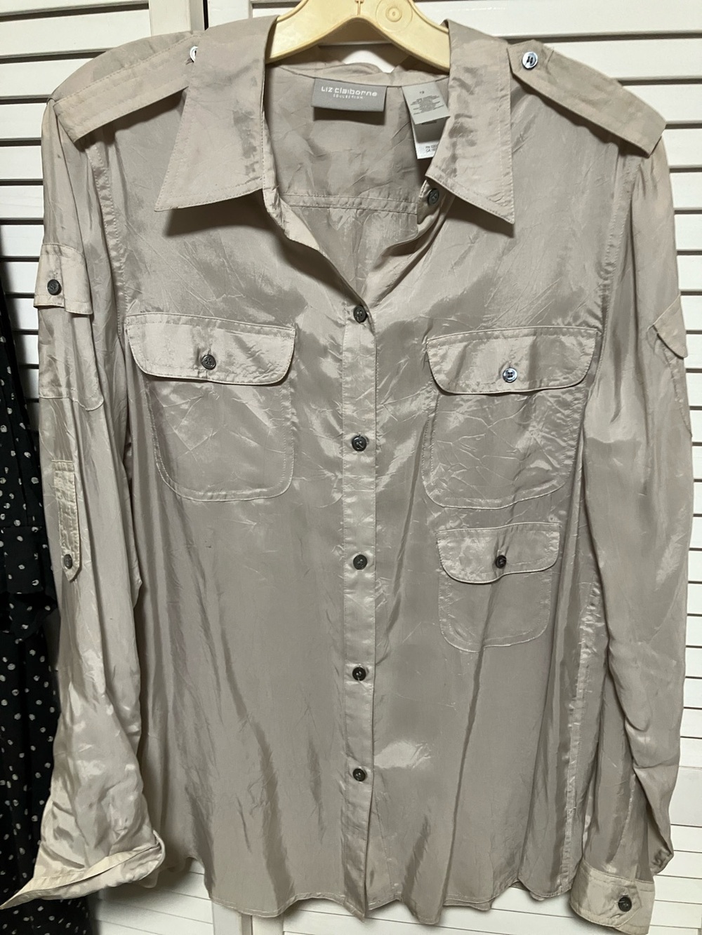 Liz Claiborne Shimmery Taupe Utility Button-Front Jacket